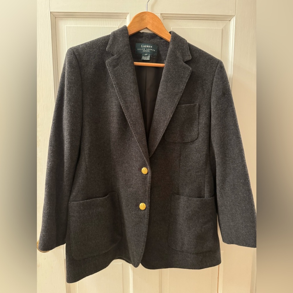 Lauren Ralph Lauren  womens Gray Wool & Cashmere Blazer Jacket Size 12P